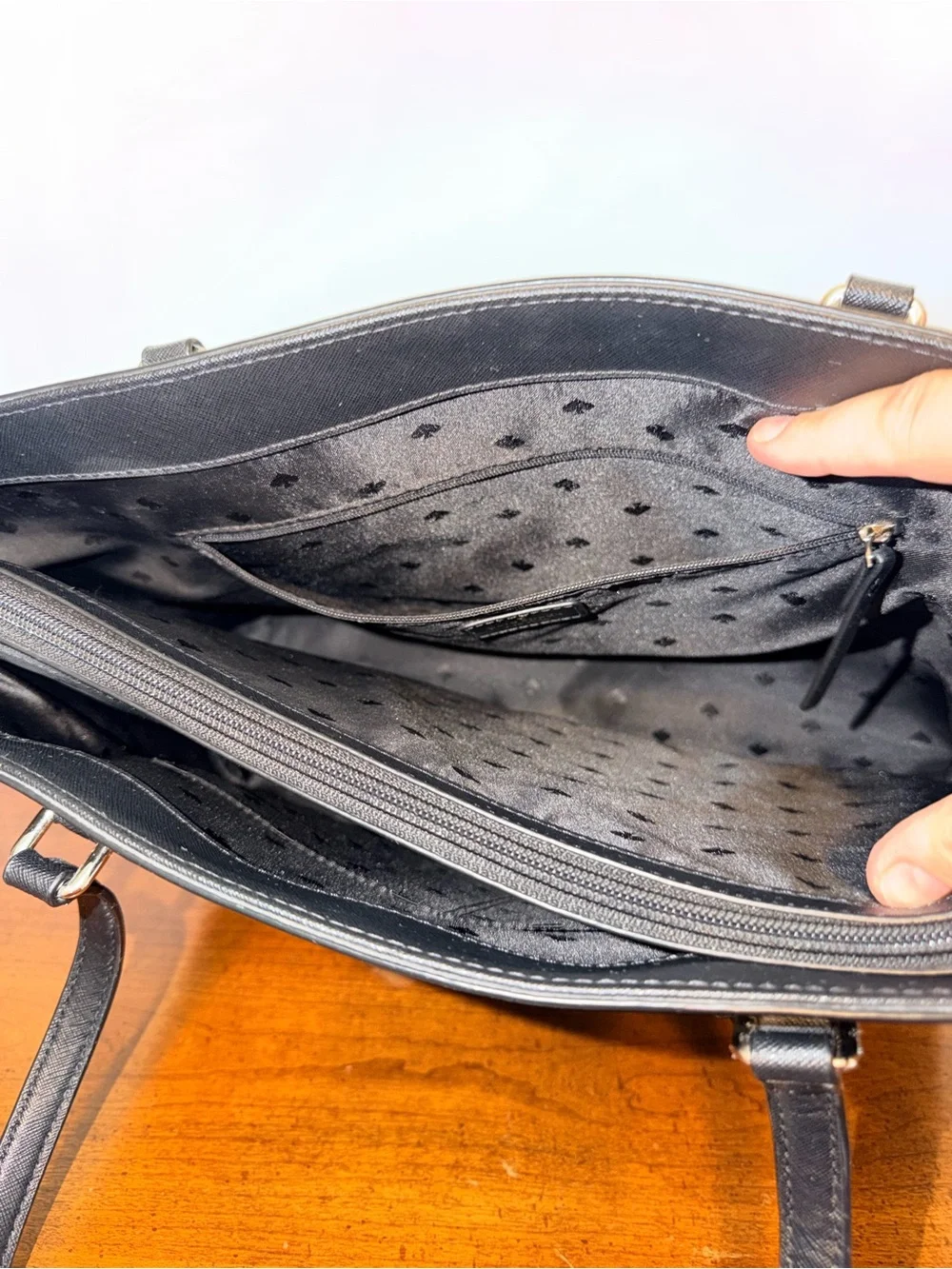 Kate Spade Black Structured Tote with Gold Accents - Picture 12 of 15